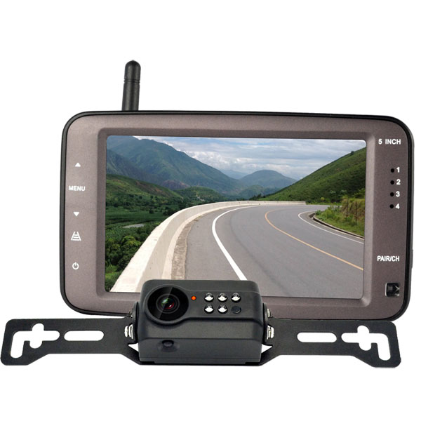 Wireless Backup Camera 7-Inch Monitor Cigarette Lighter Powered Easy Set up  Licence Plate Camera Multi-Screen DIY Guide Lines Waterproof Rear View